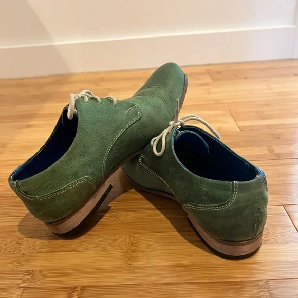 John Fluevog Radio CBC Leather & Suede Derby Shoes - Picture 3 of 8